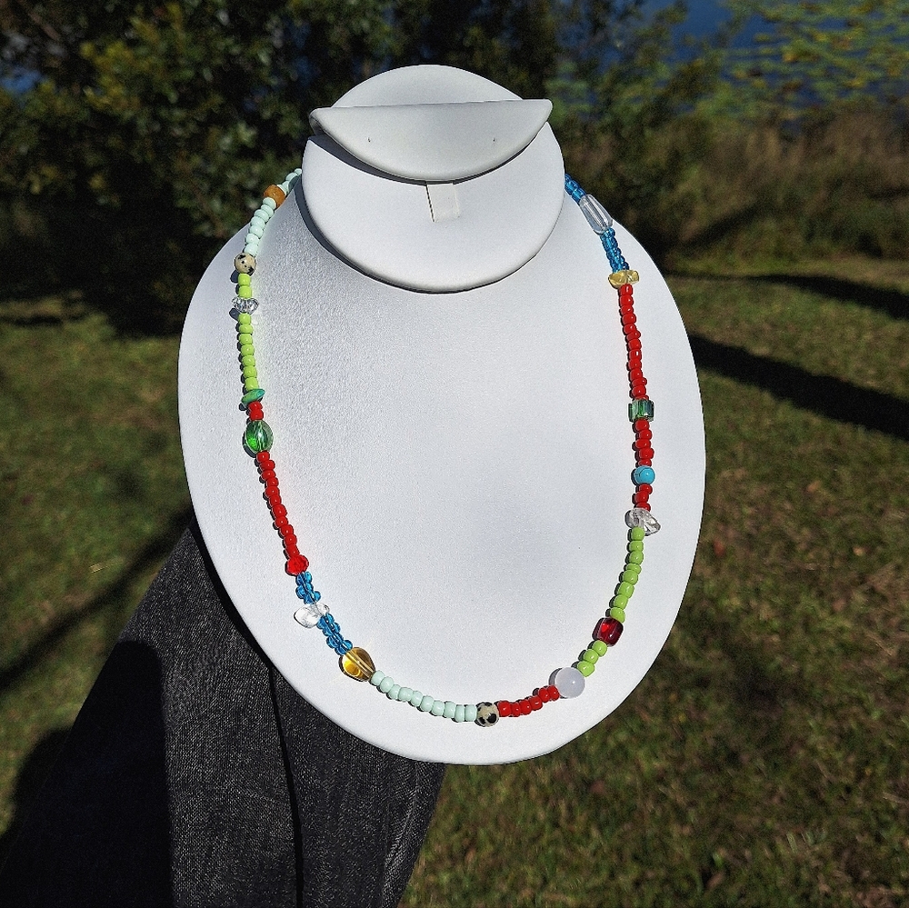 Gemstone, Czech Glass Beaded Necklace ~ Artisan Jewelry